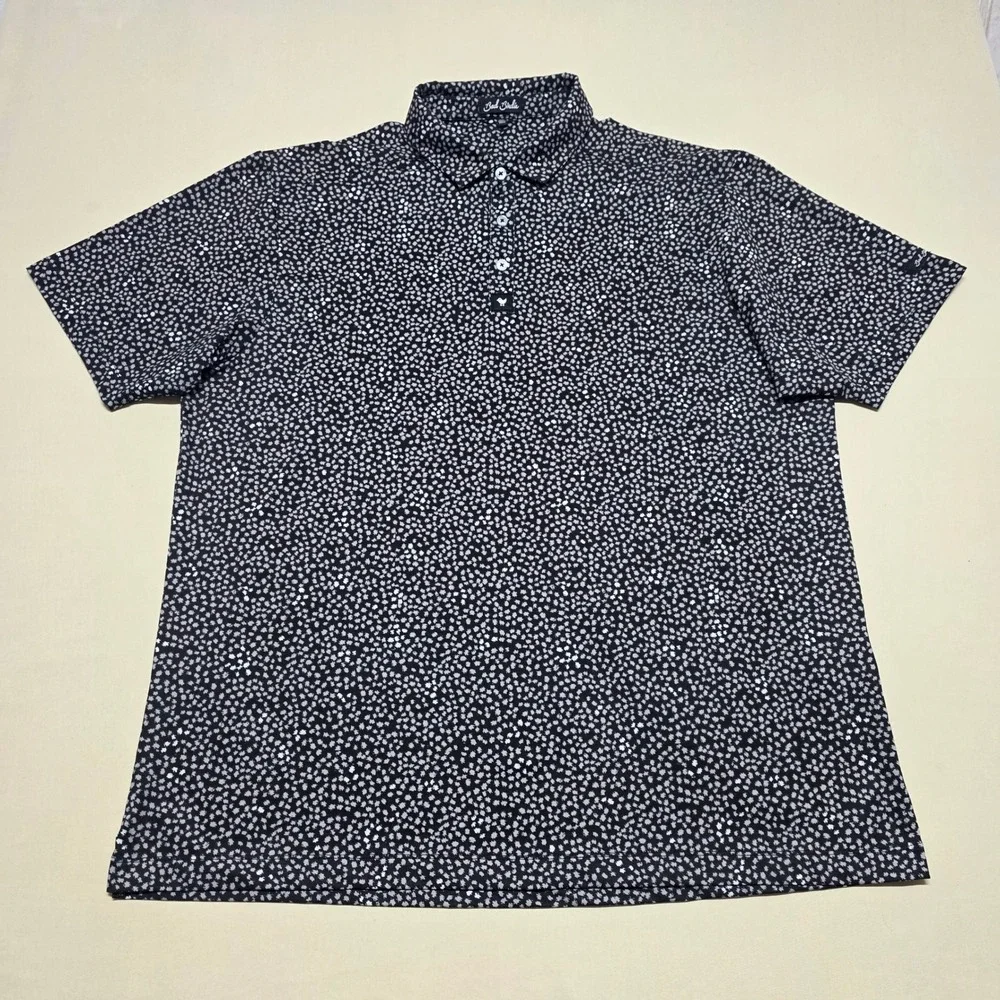 Bad Birdie Men 2XL Black White Speckled Short Sleeve Performance Golf Polo Shirt